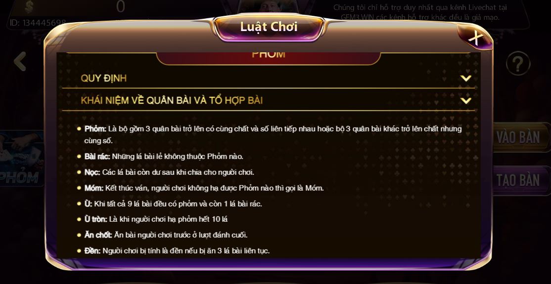 Tìm hiểu thuật ngữ đánh bài phỏm Gem win 